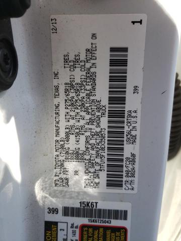 5TFUY5F10EX350573 - 2014 TOYOTA TUNDRA DOUBLE CAB SR/SR5 WHITE photo 12