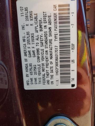 1HGCP36838A017017 - 2008 HONDA ACCORD EXL MAROON photo 13