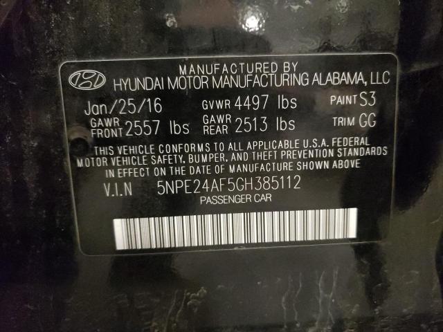 5NPE24AF5GH385112 - 2016 HYUNDAI SONATA SE BLACK photo 12