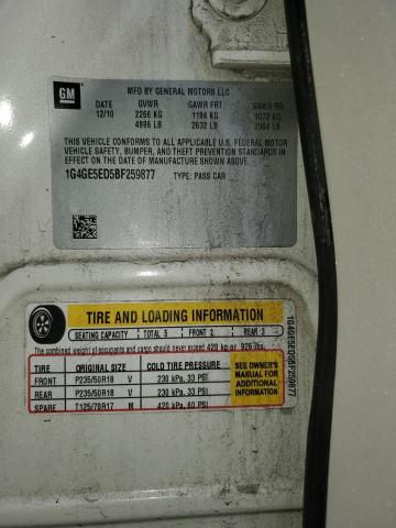 1G4GE5ED5BF259877 - 2011 BUICK LACROSSE CXS CREAM photo 12