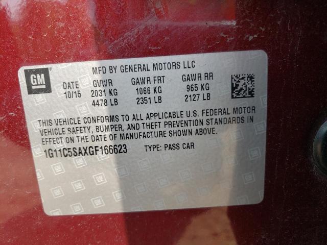 1G11C5SAXGF166623 - 2016 CHEVROLET MALIBU LIM LT MAROON photo 12