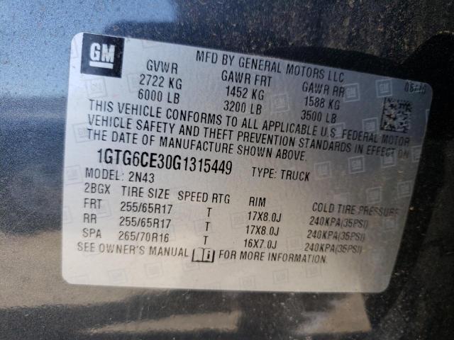 1GTG6CE30G1315449 - 2016 GMC CANYON SLE GRAY photo 13