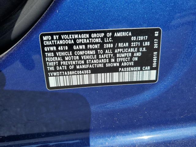 1VWDT7A38HC064353 - 2017 VOLKSWAGEN PASSAT R-LINE Mavi foto 13