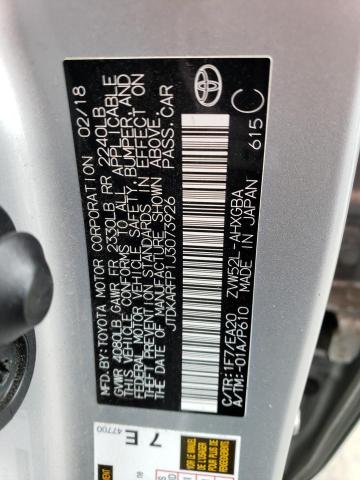 JTDKARFP1J3073926 - 2018 TOYOTA PRIUS PRIM SILVER photo 12