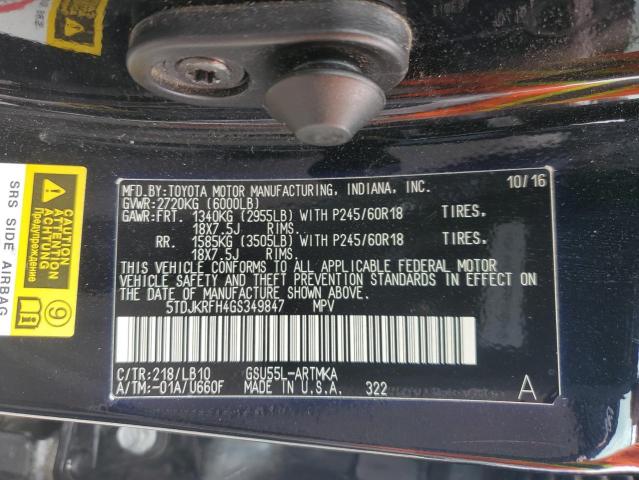 5TDJKRFH4GS349847 - 2016 TOYOTA HIGHLANDER XLE Qara foto 12