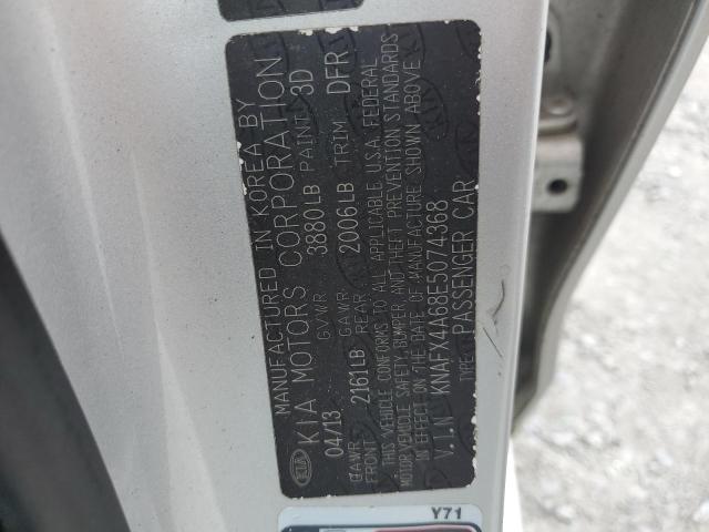 KNAFX4A68E5074368 - 2014 KIA FORTE LX SILVER photo 12