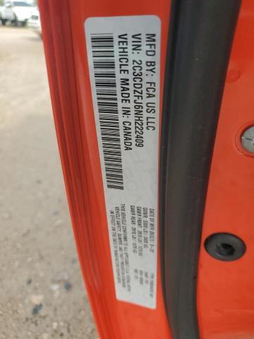 2C3CDZFJ6NH222409 - 2022 DODGE CHALLENGER R/T SCAT PACK RED photo 12