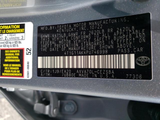 4T1G11AK4PU746998 - 2023 TOYOTA CAMRY SE NIGHT SHADE SILVER photo 12