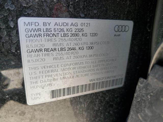 WA1EECF33M1081712 - 2021 AUDI Q3 PREMIUM PLUS S LINE 45 BLACK photo 12