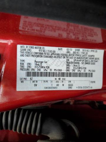 1FAHP3F24CL361541 - 2012 FORD FOCUS SE RED photo 12