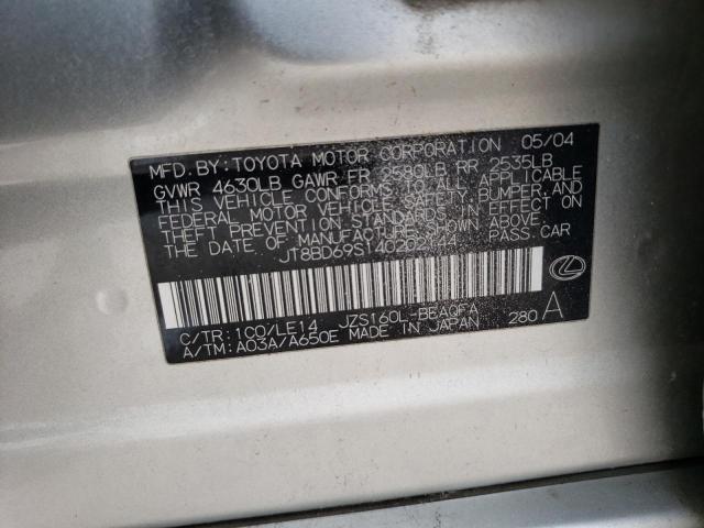 JT8BD69S140202144 - 2004 LEXUS GS 300 SILVER photo 12