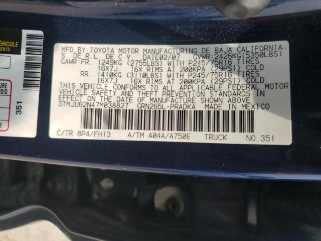 3TMJU62N47M038827 - 2007 TOYOTA TACOMA DOUBLE CAB PRERUNNER BLUE photo 12