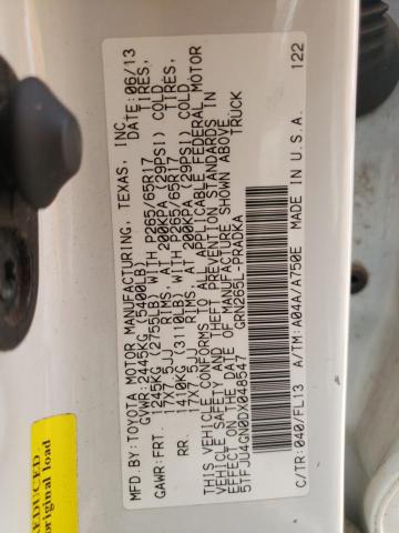 5TFJU4GN0DX048547 - 2013 TOYOTA TACOMA DOUBLE CAB PRERUNNER WHITE photo 12