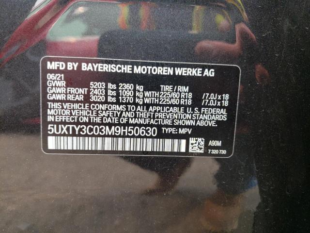 5UXTY3C03M9H50630 - 2021 BMW X3 SDRIVE30I Schwarz Foto 13