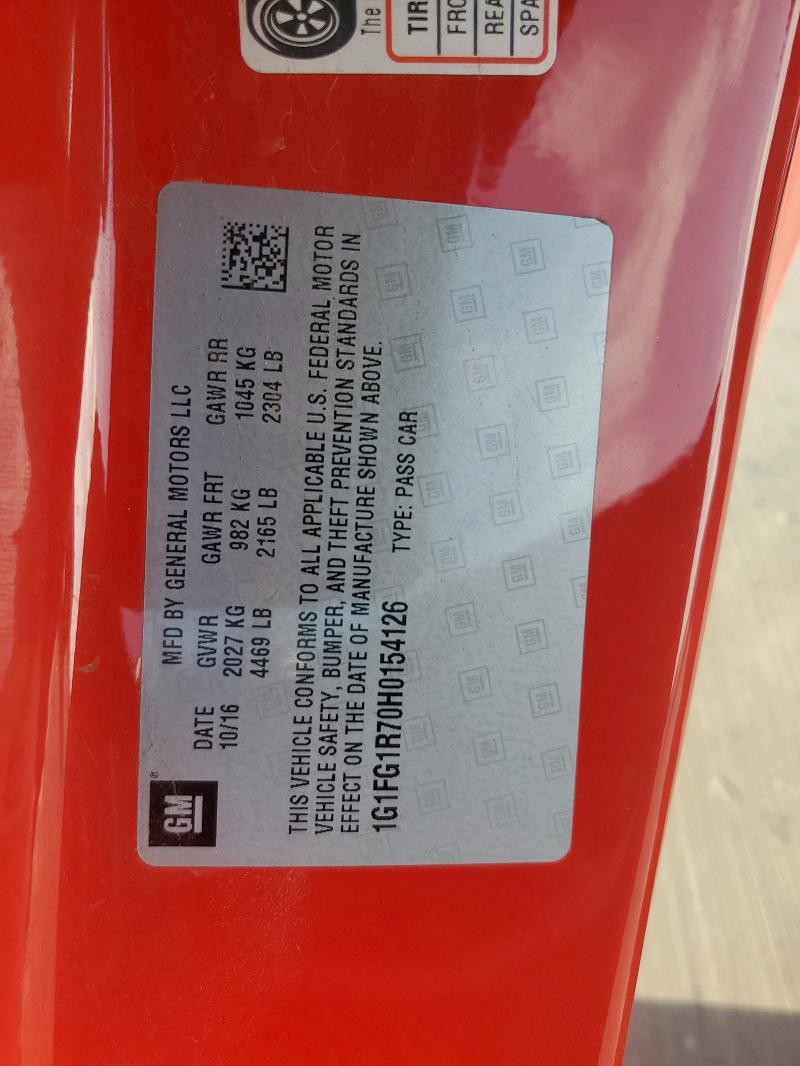 1G1FG1R70H0154126 - 2017 CHEVROLET CAMARO SS RED photo 13