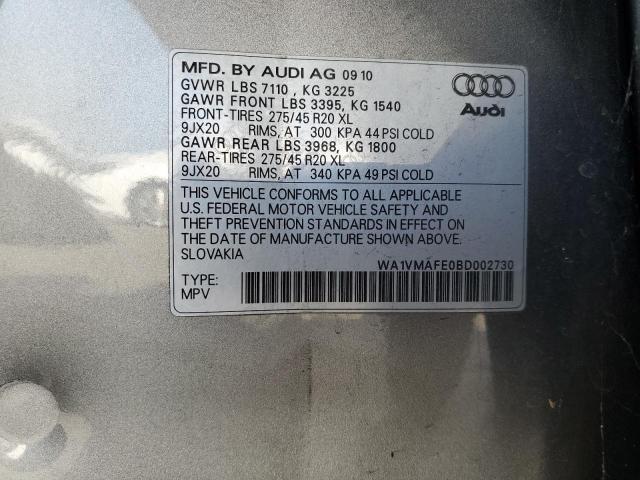 WA1VMAFE0BD002730 - 2011 AUDI Q7 PRESTIGE 银色 照片 13