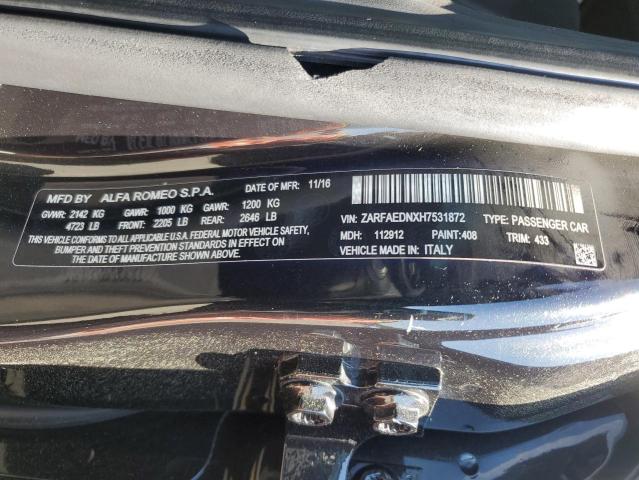 ZARFAEDNXH7531872 - 2017 ALFA ROMEO GIULIA Q4 Qara foto 12