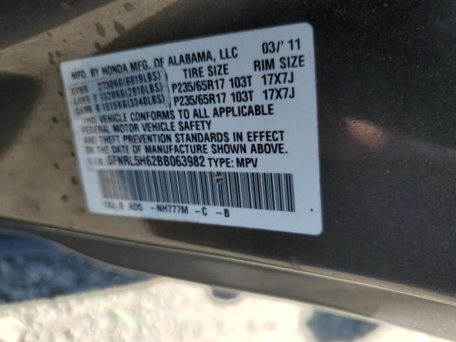 5FNRL5H62BB063982 - 2011 HONDA ODYSSEY EXL GRAY photo 13