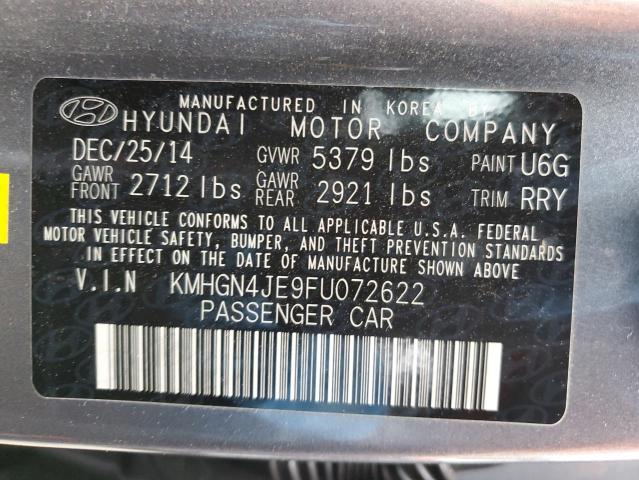 KMHGN4JE9FU072622 - 2015 HYUNDAI GENESIS 3.8L GRAY photo 12