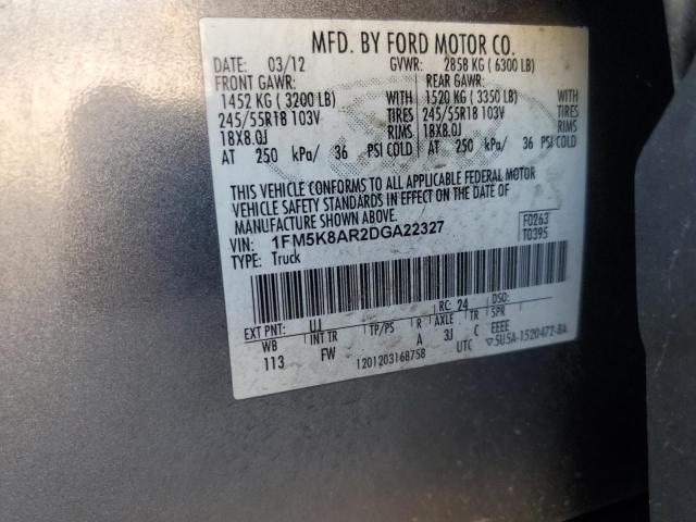 1FM5K8AR2DGA22327 - 2013 FORD EXPLORER POLICE INTERCEPTOR 灰色 照片 12