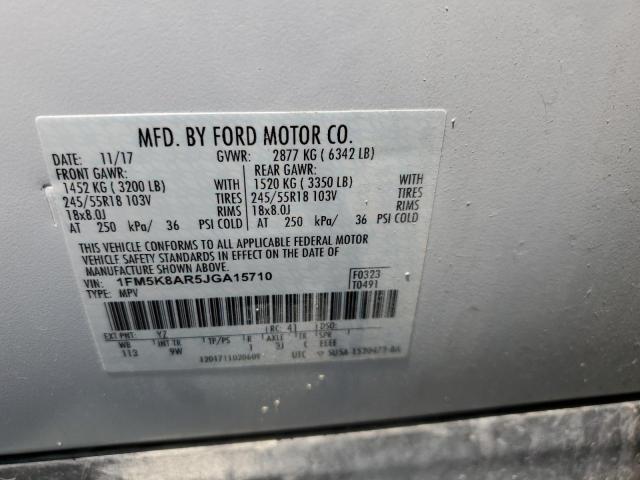 1FM5K8AR5JGA15710 - 2018 FORD EXPLORER POLICE INTERCEPTOR WHITE photo 14