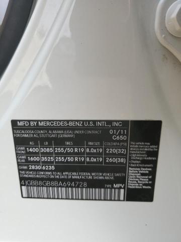 4JGBB8GB8BA694728 - 2011 MERCEDES-BENZ ML 350 4MATIC WHITE photo 13