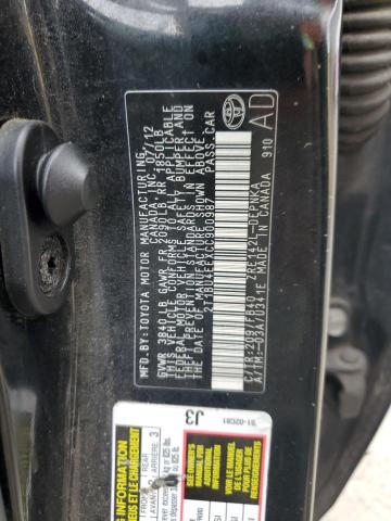 2T1BU4EEXCC900987 - 2012 TOYOTA COROLLA BASE Negro foto 12