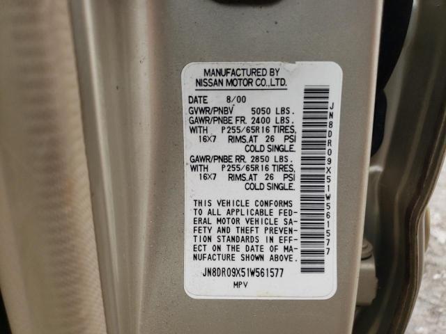 JN8DR09X51W561577 - 2001 NISSAN PATHFINDER LE 棕色 照片 13