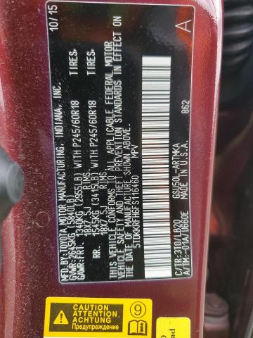 5TDKKRFH6FS116460 - 2015 TOYOTA HIGHLANDER XLE BURGUNDY photo 14