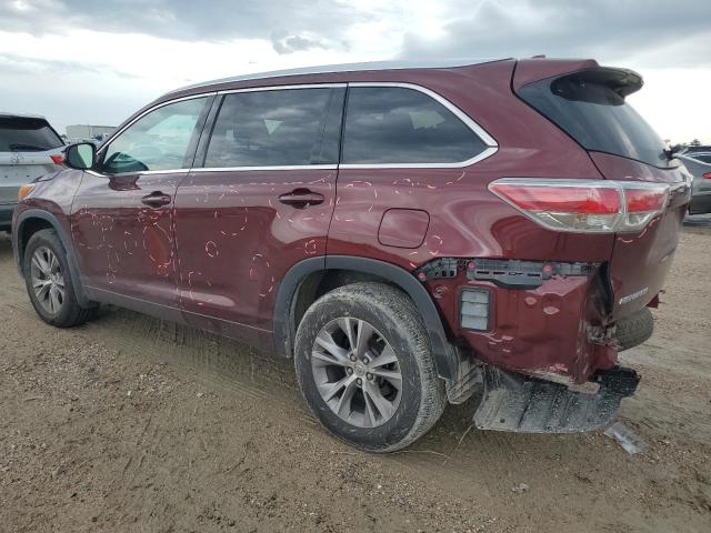 5TDKKRFH6FS116460 - 2015 TOYOTA HIGHLANDER XLE BURGUNDY photo 2