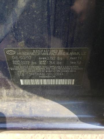 5NPDH4AE7DH233944 - 2013 HYUNDAI ELANTRA GLS BLUE photo 12