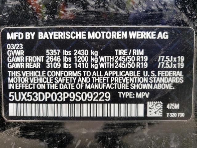 5UX53DP03P9S09229 - 2023 BMW X3 XDRIVE30I BLACK photo 14