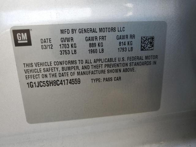 1G1JC5SH8C4174559 - 2012 CHEVROLET SONIC LT 银色 照片 12