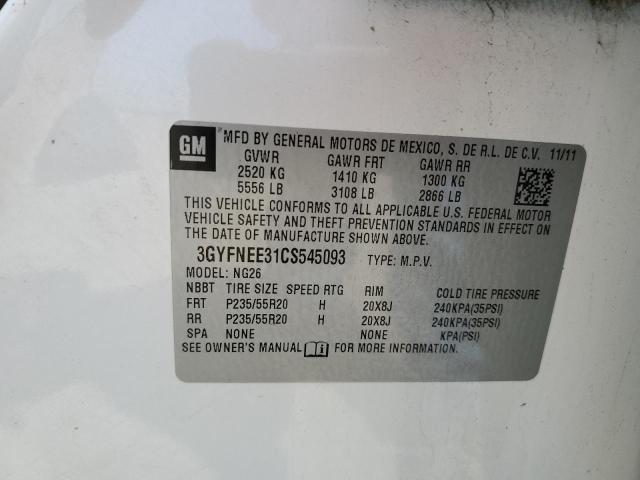 3GYFNEE31CS545093 - 2012 CADILLAC SRX PERFORMANCE COLLECTION Ақ фото 13