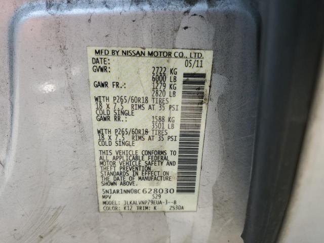 5N1AR1NN0BC628030 - 2011 NISSAN PATHFINDER S SILVER photo 13