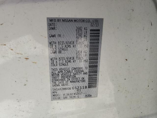 5N1AR2MNXDC652118 - 2013 NISSAN PATHFINDER S WHITE photo 13