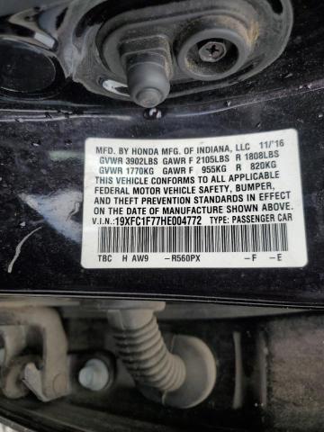 19XFC1F77HE004772 - 2017 HONDA CIVIC EXL 黑色 照片 12