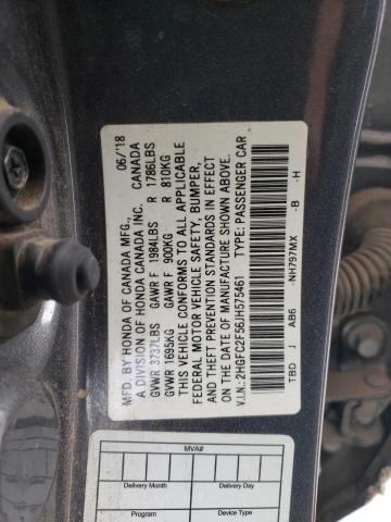 2HGFC2F56JH575461 - 2018 HONDA CIVIC LX CHARCOAL photo 12