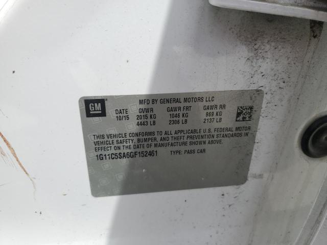 1G11C5SA6GF152461 - 2016 CHEVROLET MALIBU LIM LT თეთრი ფოტო 12