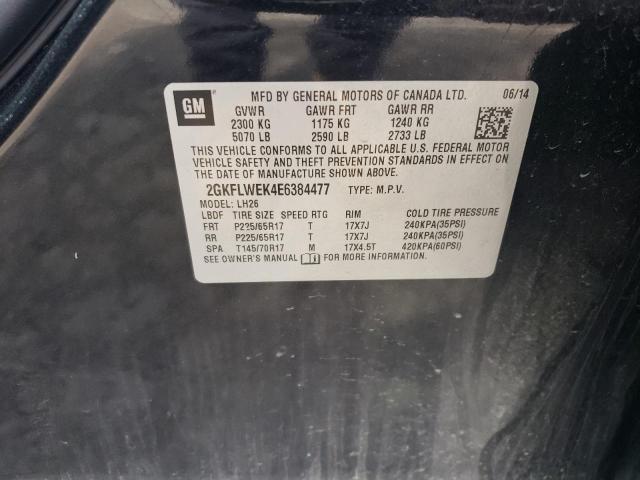 2GKFLWEK4E6384477 - 2014 GMC TERRAIN SLE BLACK photo 12