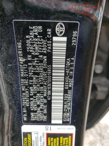 4T1BK1EB7DU016855 - 2013 TOYOTA AVALON BASE BLACK photo 12