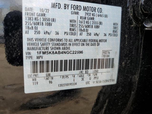 1FM5K8AB4NGC22596 - 2022 FORD EXPLORER POLICE INTERCEPTOR 黑色 照片 13