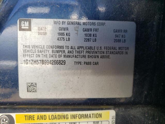 1G1ZH57B994266829 - 2009 CHEVROLET MALIBU 1LT 蓝色 照片 10