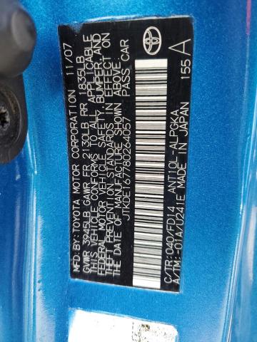 JTKDE167780264057 - 2008 TOYOTA SCION TC 蓝色 照片 12