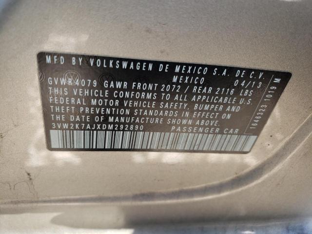 3VW2K7AJXDM292890 - 2013 VOLKSWAGEN JETTA BASE 金色 照片 12