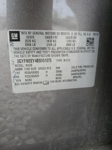 3GYFNEEY4BS551075 - 2011 CADILLAC SRX PERFORMANCE COLLECTION Сұр фото 12