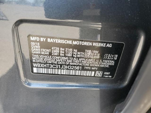 WBXHT3C31J3H32581 - 2018 BMW X1 XDRIVE28I GRAY photo 13