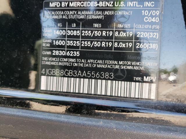 4JGBB8GB3AA556383 - 2010 MERCEDES-BENZ ML 350 4MATIC BLACK photo 13