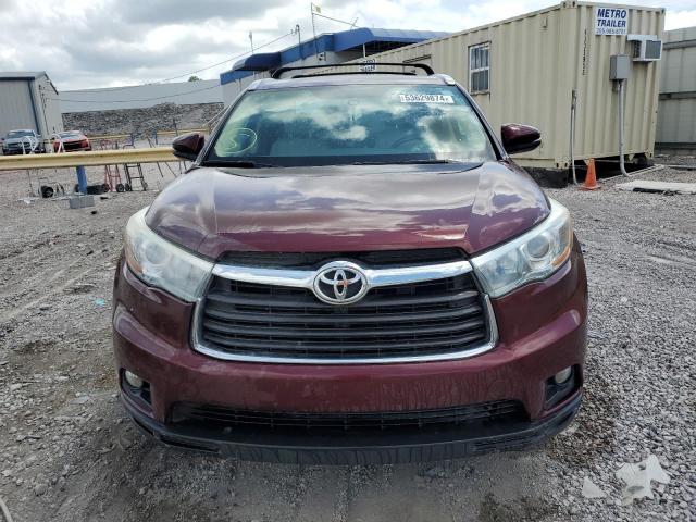 5TDJKRFH7FS210424 - 2015 TOYOTA HIGHLANDER XLE 勃艮第红 照片 5