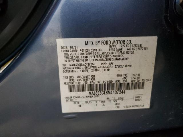 MAJ6S3GL8MC437244 - 2021 FORD ECOSPORT SE ლურჯი ფოტო 13